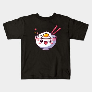 Cute Kawaii Rice Bowl Kids T-Shirt